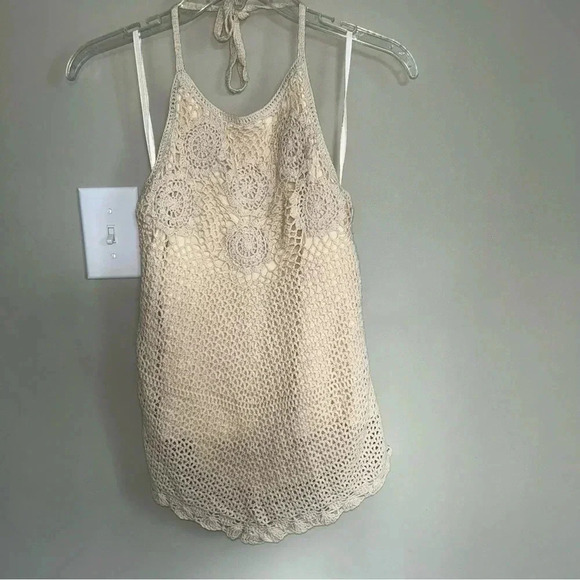 New York & Company Tops - NWT New York & Company 7th Avenue Design Studio Crochet Halter Top Cream Size S